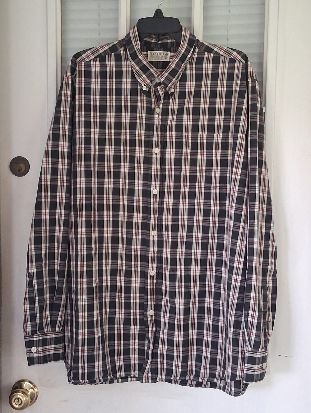 Lucky Brand Mens XXL Plaid Button Down Shirt 100% Cotton Long Sleeve Tailored Fi